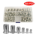 165pcs Stainless Steel Rivet Nut Kit Metric Rivnuts Nutsert Assorted M3 M10 Set