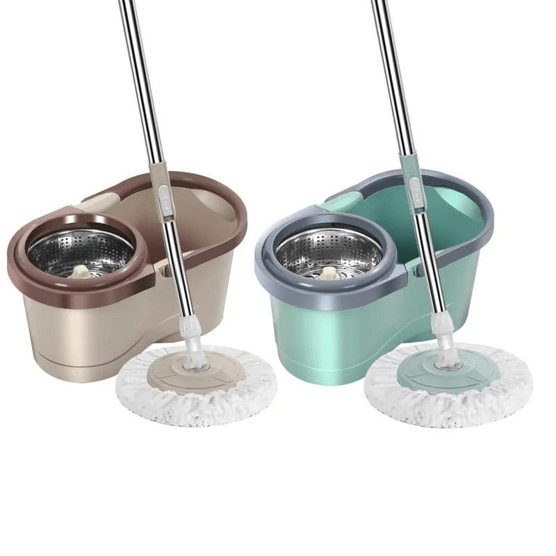 Spin Mop Set with Bucket & Built-in Wringer - Microfiber Floor Mop for Home