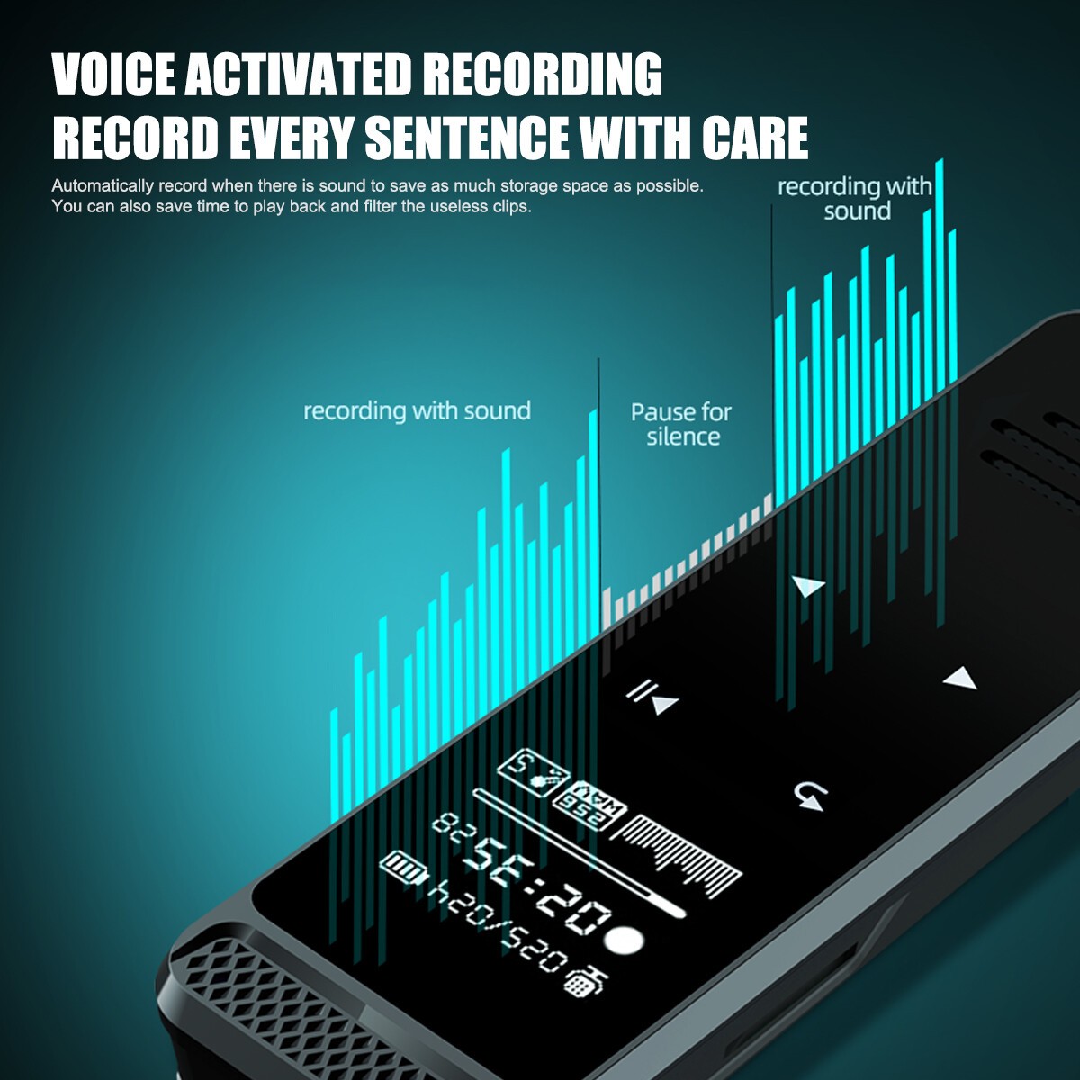 Portable Digital Voice Activated Dictaphone Audio Sound Recorder MP3 Player UK