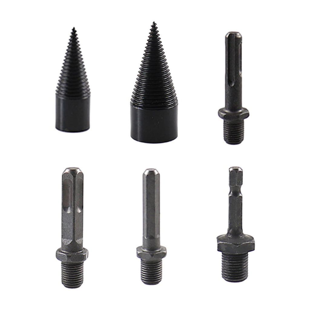6Pcs Wood Log Splitter Splitting Drill Bit Kit Portable Detachable for Outdoor