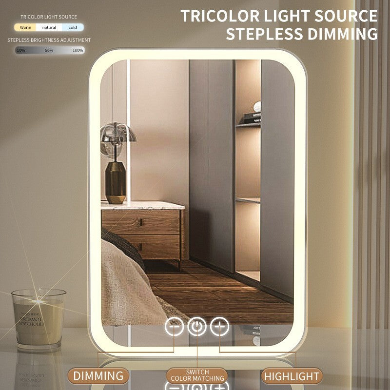 Rechargeable LED Makeup Mirror, 3 Color light, Touch Screen for Travel, Cosmeic