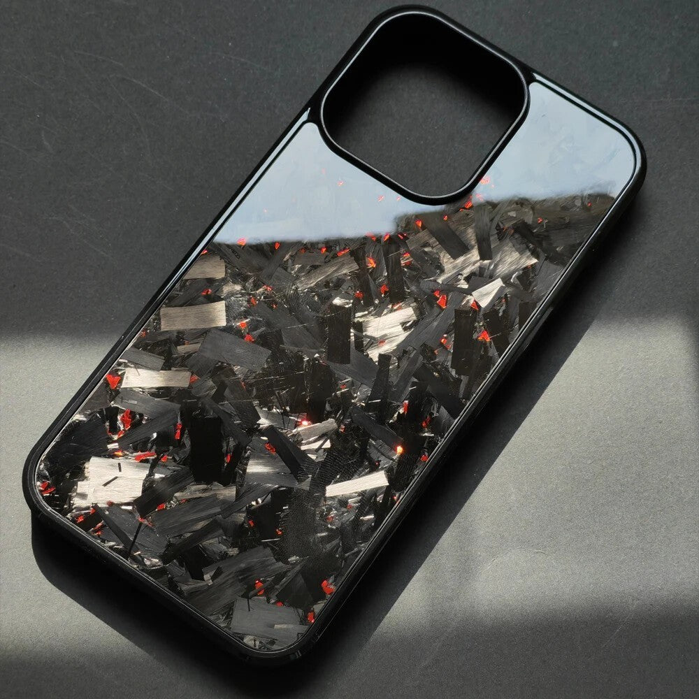Glossy Forged Carbon Fiber Case for iPhone 16 Pro Max 15 14 Magsafe Armor Cover