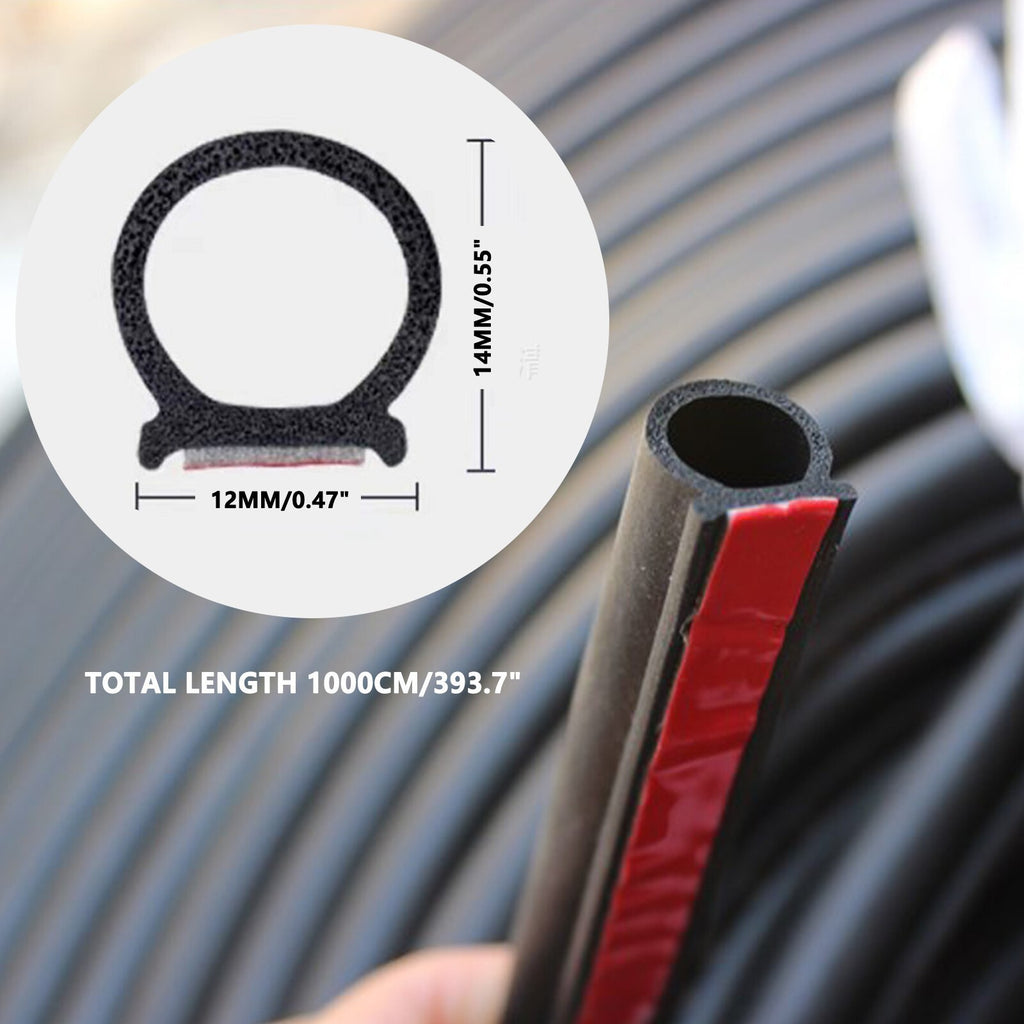 10M D Shape Rubber Car Door Seal Strip Hollow Edge Weatherstrip Universal