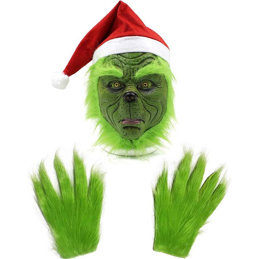 The Grinch Full Head Latex Mask Xmas Hat Monster Adult Costume Christmas Cosplay