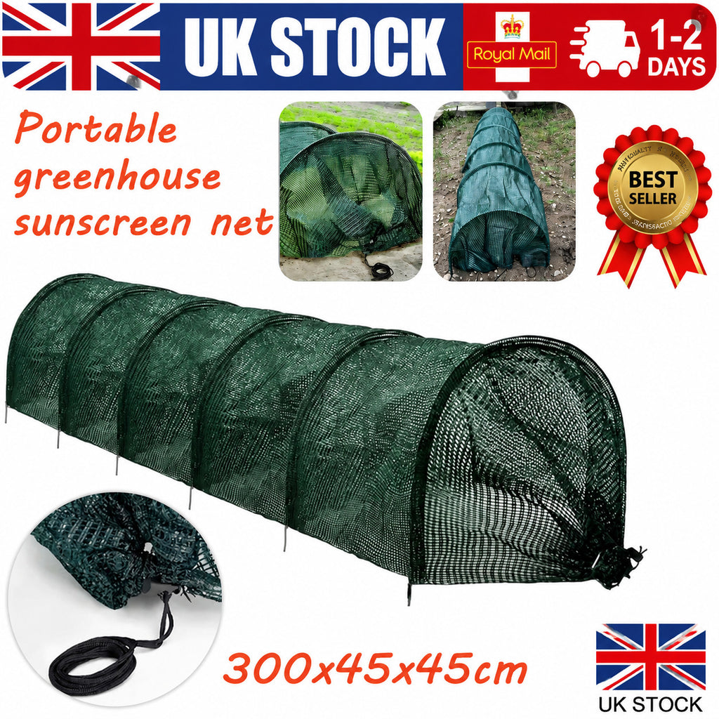 Garden Tunnel Shade Net Cover Portable Cloche Hoops for Balcony Yard Outside UK