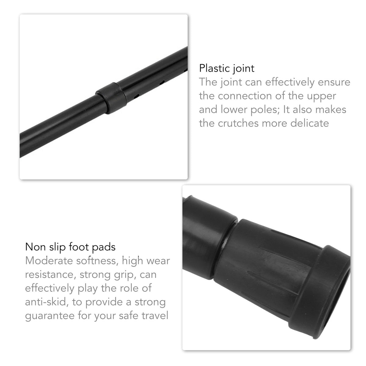 (Black)Adjustable Walking Stick All Terrain Walking Cane For Men Women