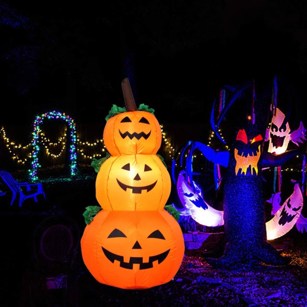 1.2 M Halloween Inflatable Pumpkin with LED Outdoor Decoration Horror Home Ga
