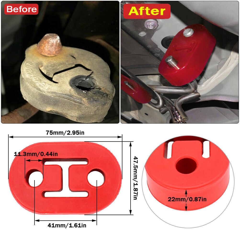 4PC Poly Polyurethane Exhaust Hanger Mounts 2 Hole Muffler Rubber Universal