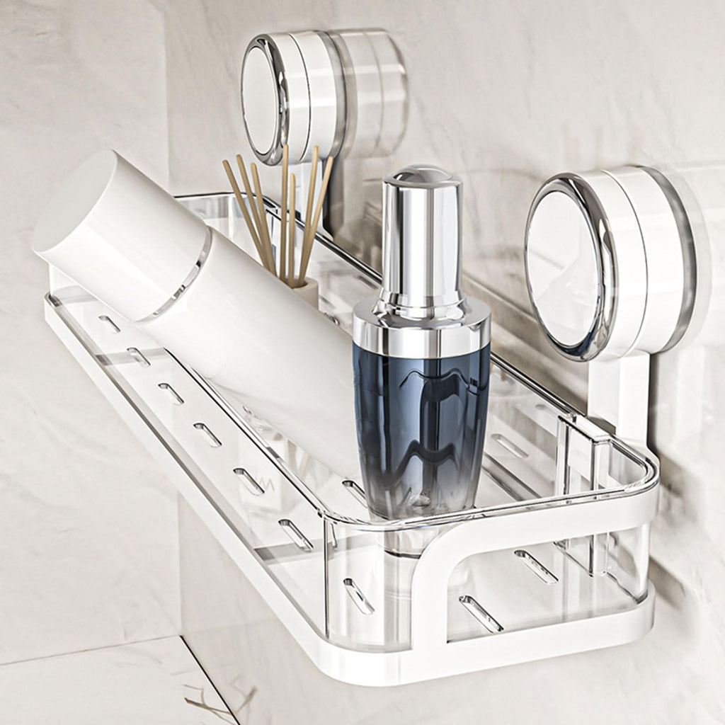 Suction Cup Storage Rack Wall Mounted Shower Organizer Waterproof Bathroom Shelf