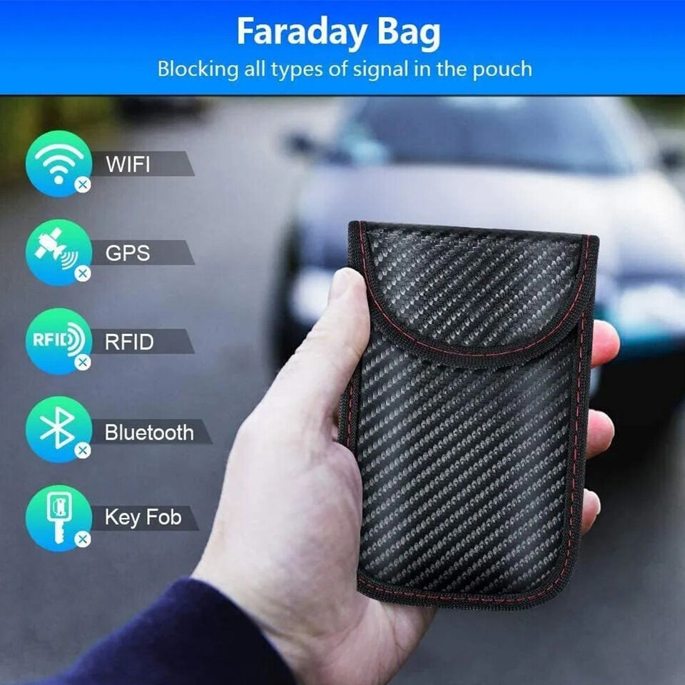 Faraday Box and 2 Large RFID Blocking Pouches Car Key Signal Blocker Anti Theft