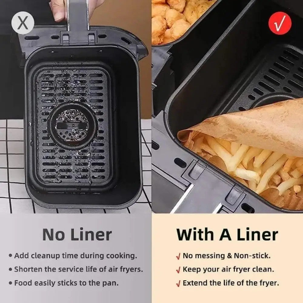 100pack Air Fryer Paper Liners Disposable Non Stick Baking Parchment for Ninja