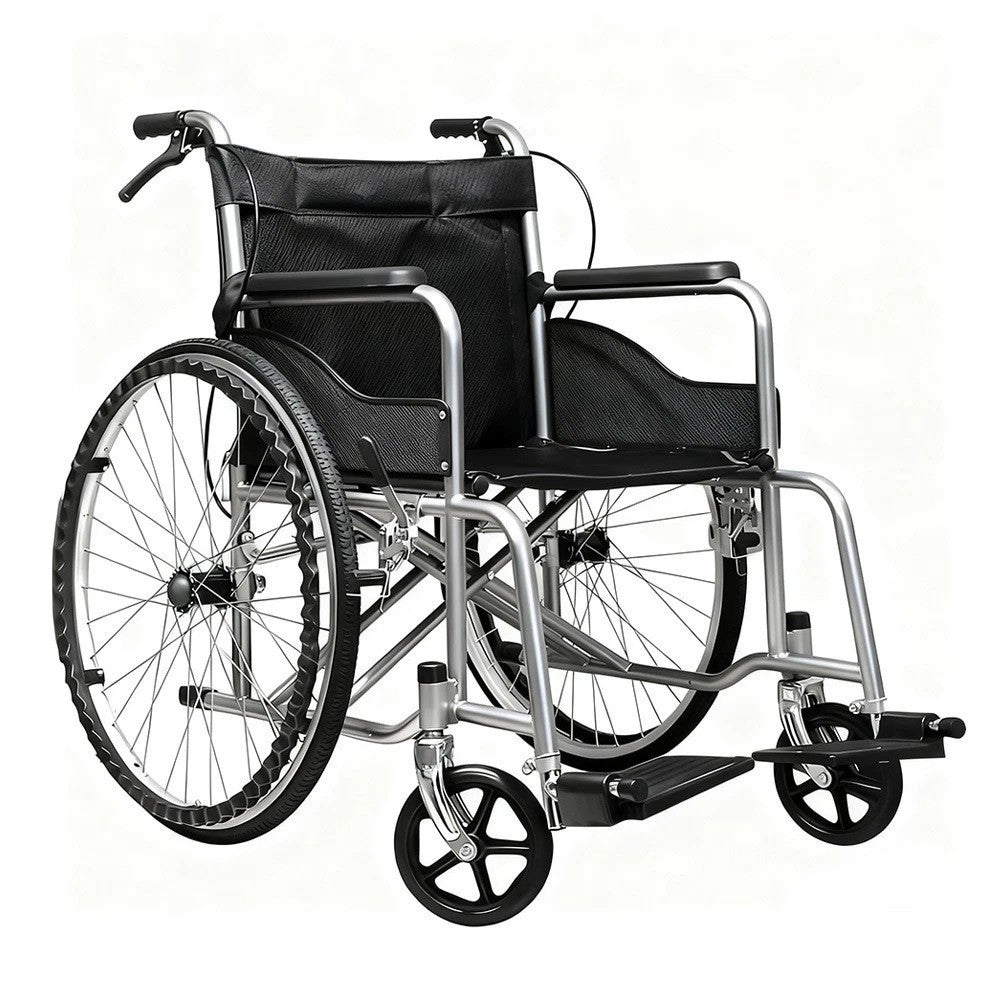 Wheelchair Lightweight Self Propelled Mag 24" Wheels Folding Brake Armrest Chair