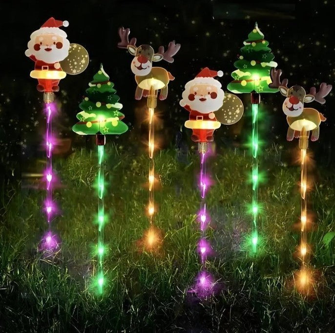 6 Packs Outdoor Garden Ground Light Solar Powered Santa Claus Snowman Christmas