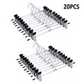 20-Strong Metal Clips Hangers Chrome Clothes Coat Trouser Skirt Non-slip Rack