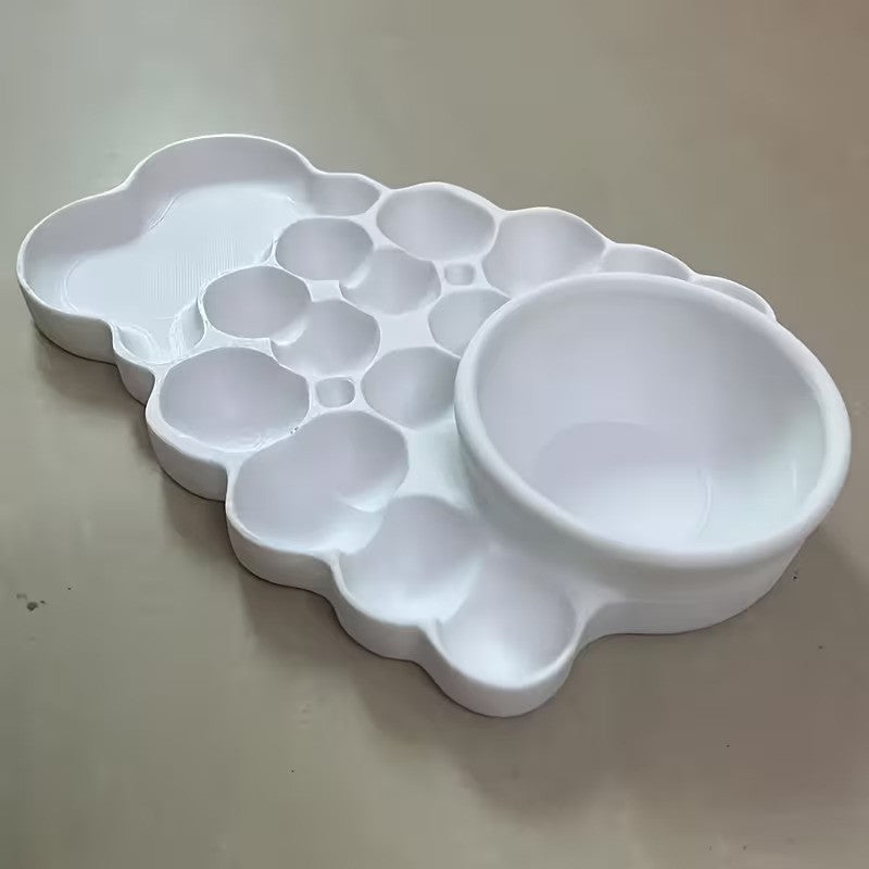 Palette White Plastic with Non-Slip Base  Grooved Surface Porous Mixing Area