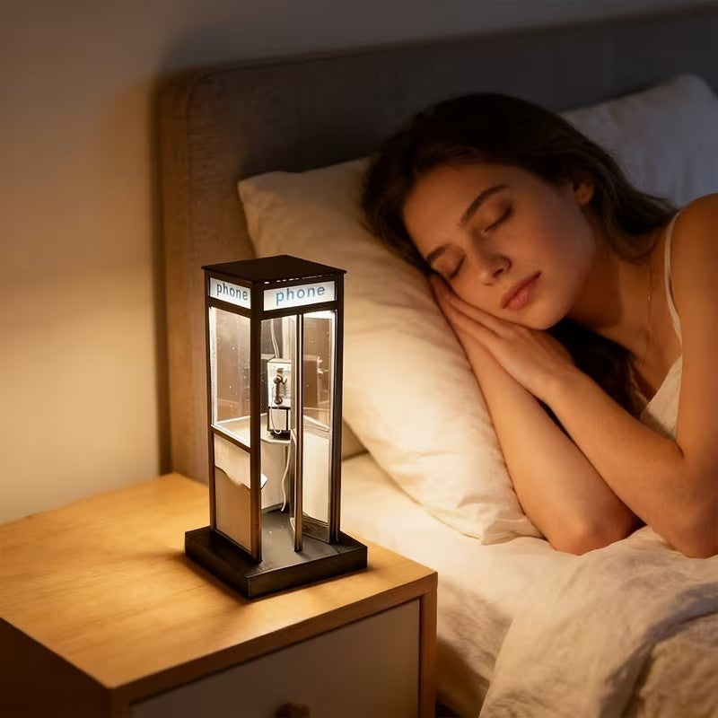 Retro Vintage Tall Phonebooth Lamp, Night Lamp Telephone Booth, LED Desk Lamp