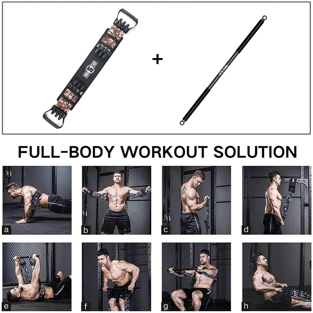 Innstar Resistance Bands Bar Black Set Home Gym Bench Up Press Squats Deadlifts