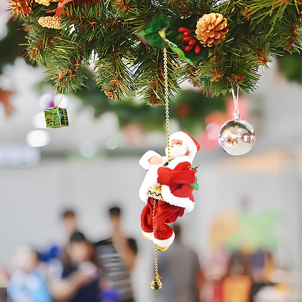 Christmas Electric Santa Claus Climbing Ladder Doll Music Xmas Music Decor Party