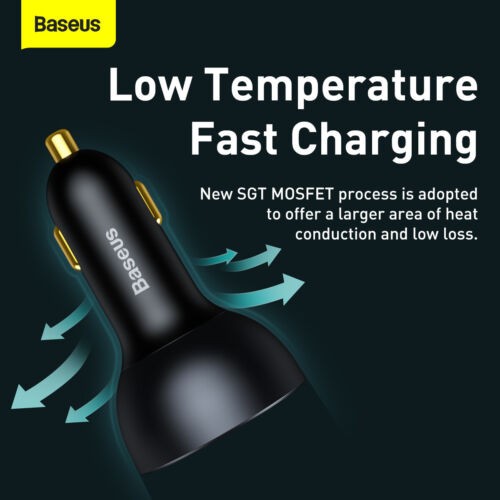 160W Car Charger Baseus USB Type C QC 5.0 Fast Charging For iPhone 14 Pro Laptop
