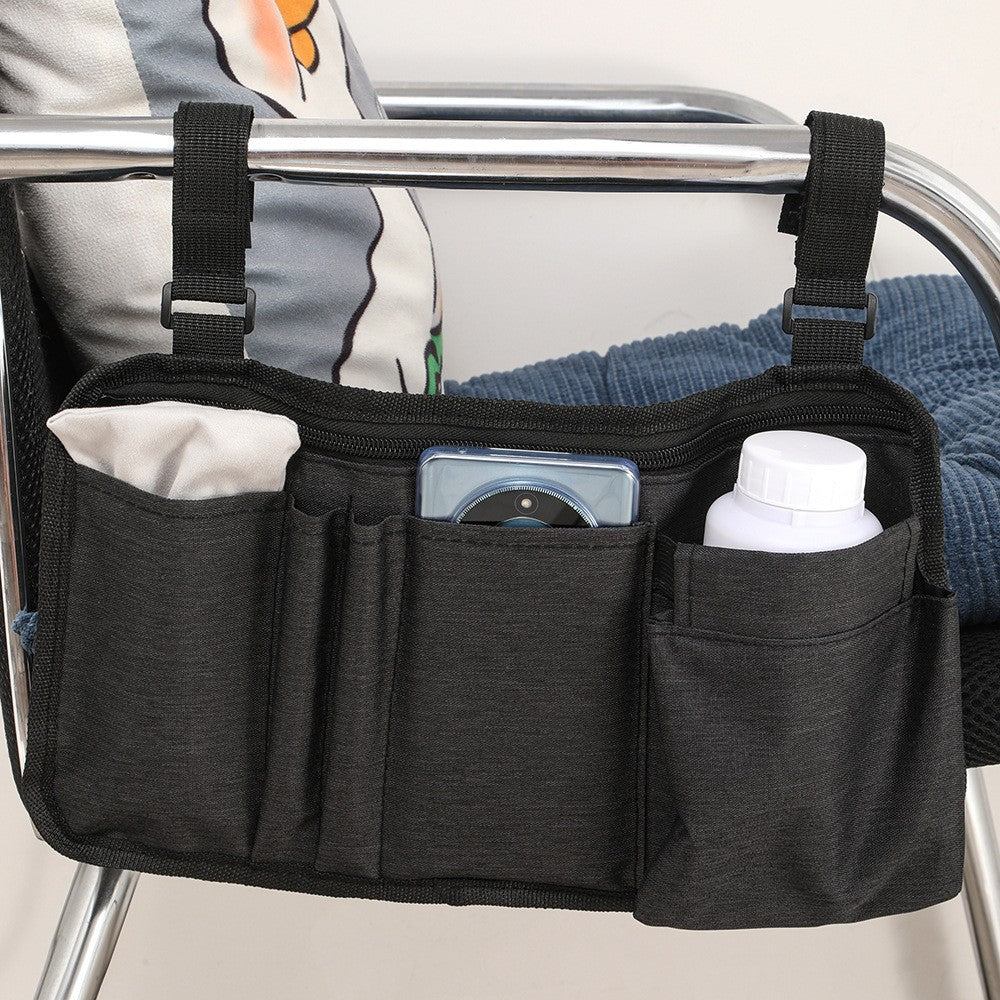 Wheelchair Armrest Side Storage Bag Cup Holder Multi Pocket Organiser Accessory