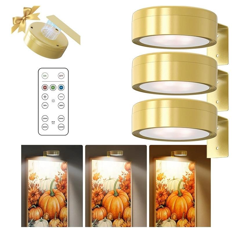 3 Pack RGB Picture Lights Battery Dimmable for Wall Painting Frame Lights