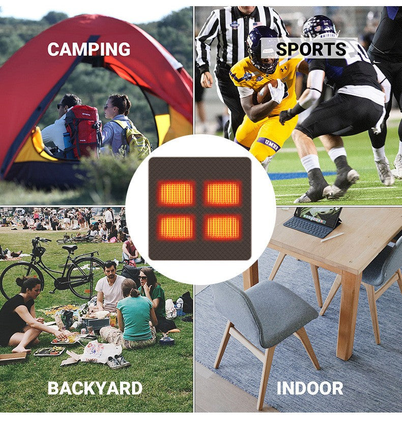 4-Zone Heated Cushion - 3 Heat Settings Portable Chair Mat UK