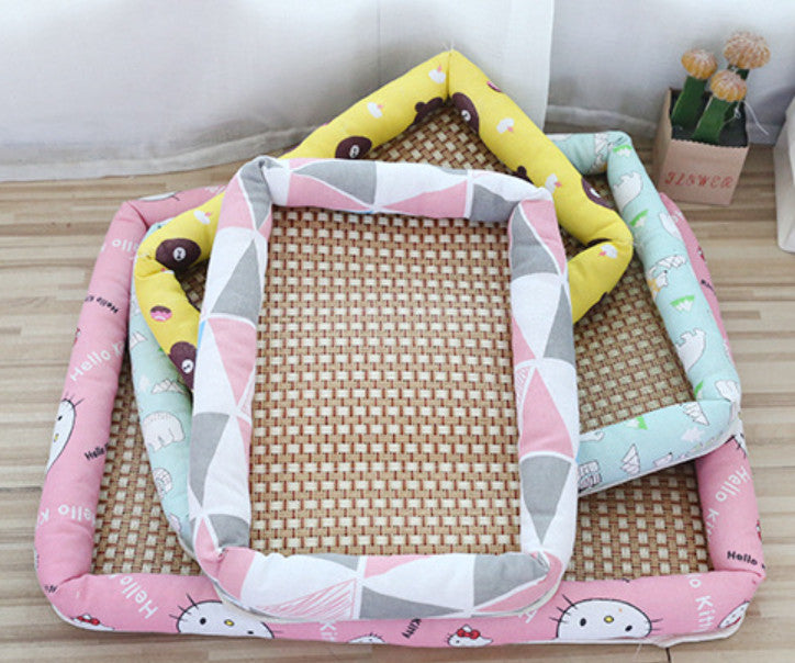 Cat Dog Self Cooling Bed Mattress Bamboo Rattan Summer Cushion Sleeping Pad