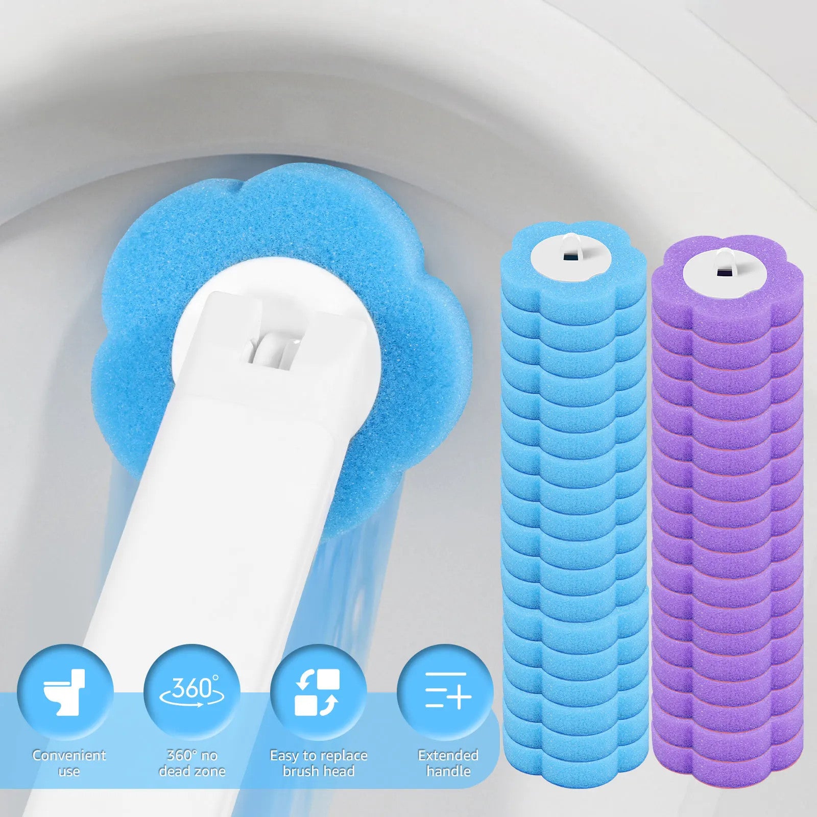 UK Disposable Toilet Brush Replacement Heads – Three Colors & Scents