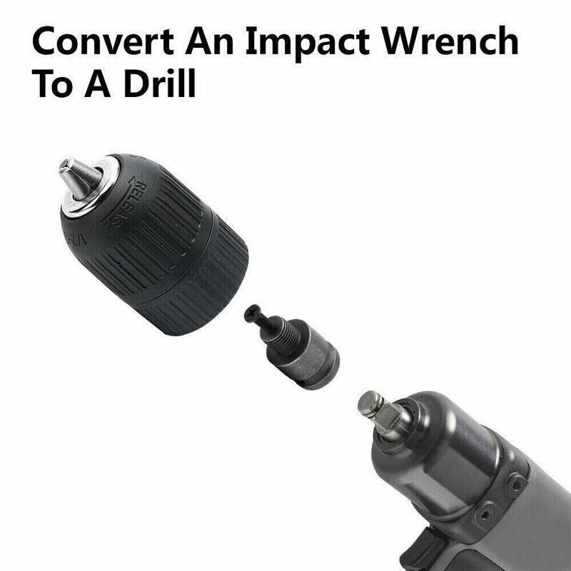 1/4" Hex Shank Impact Driver Adapter 2-13mm Keyless Drill Chuck Screwdriver Tool