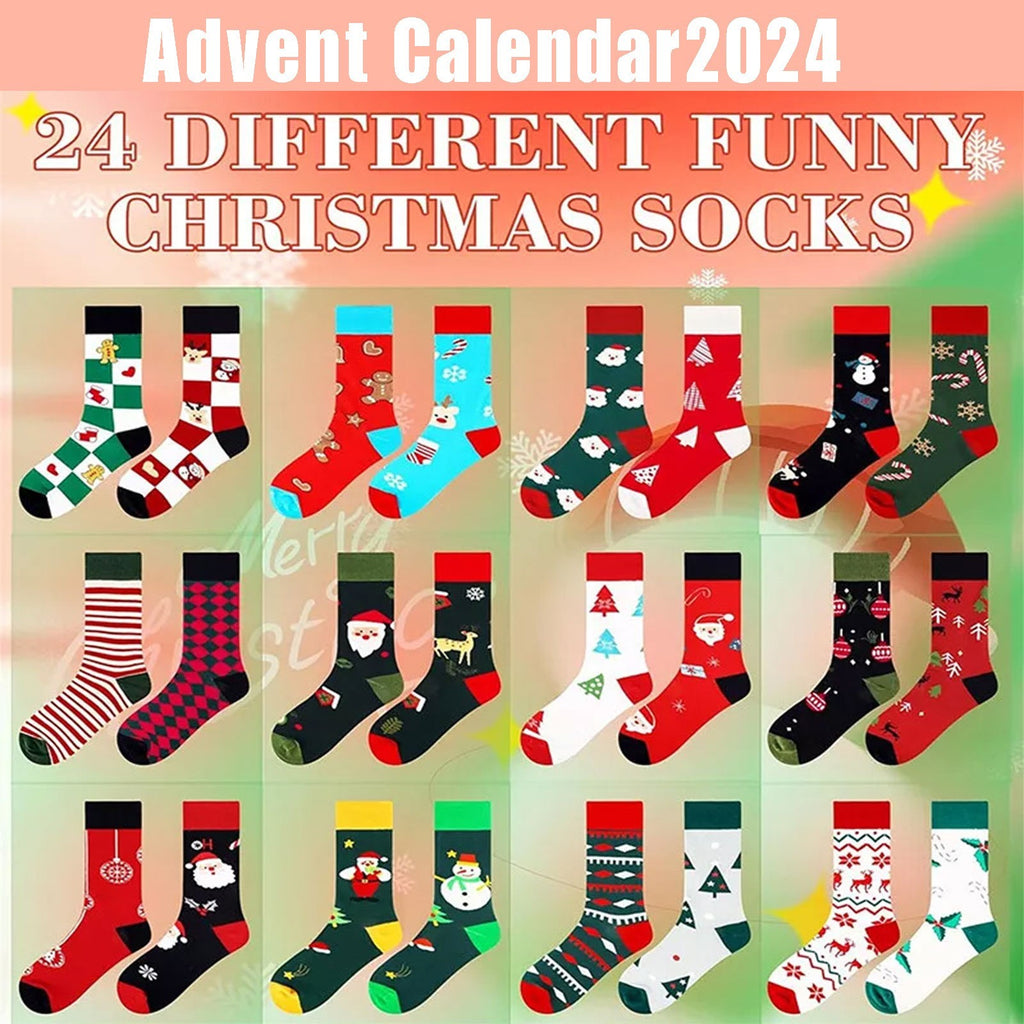 Christmas Sock Advent Calendar Countdown Sock Set for Adults Men Women 12 Pairs