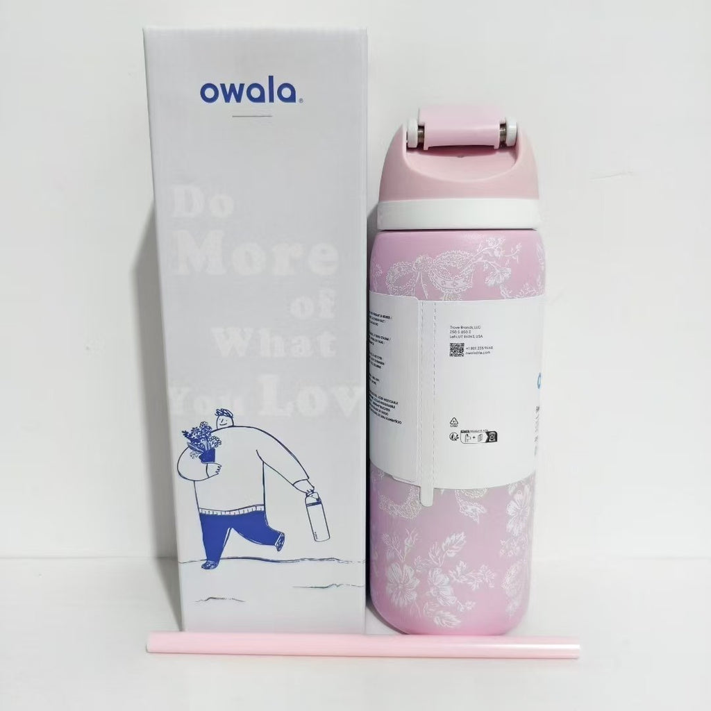 Owala Freesip Water Bottle Stainless Steel 24oz 32oz Multicolor Blue Bow Bottle