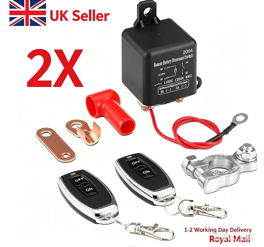 2X Wireless Remote Car Battery Disconnect Relay Master Kill Cut-off Switch