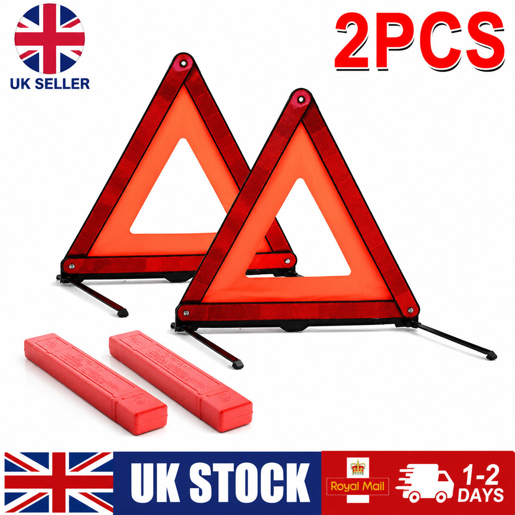 Warning Triangle X 2 Large Reflective Car Breakdown Hazard Road EU Emergency