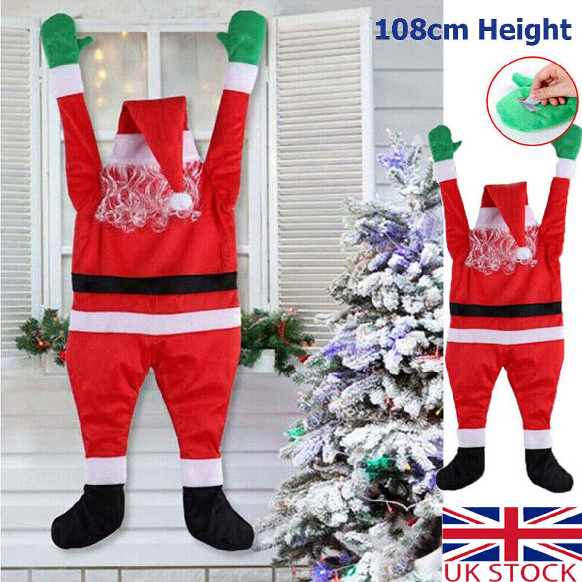 Claus Xmas 42" Props Climbing Christmas Hanging Window Decoration Santa Outdoor
