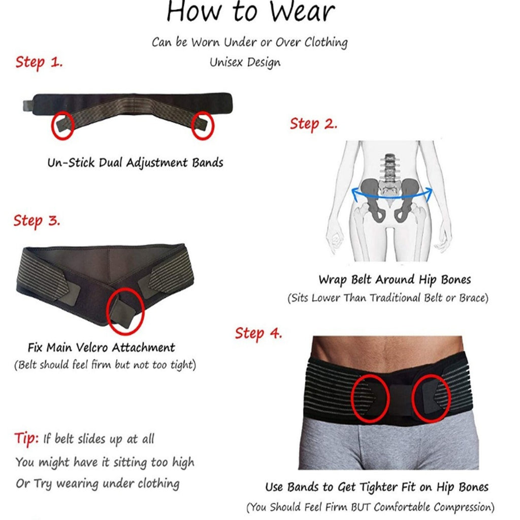 Sacroiliac SI Joint Pain Pelvic Hip Lumbar Support Belt Lower Back For Women Men