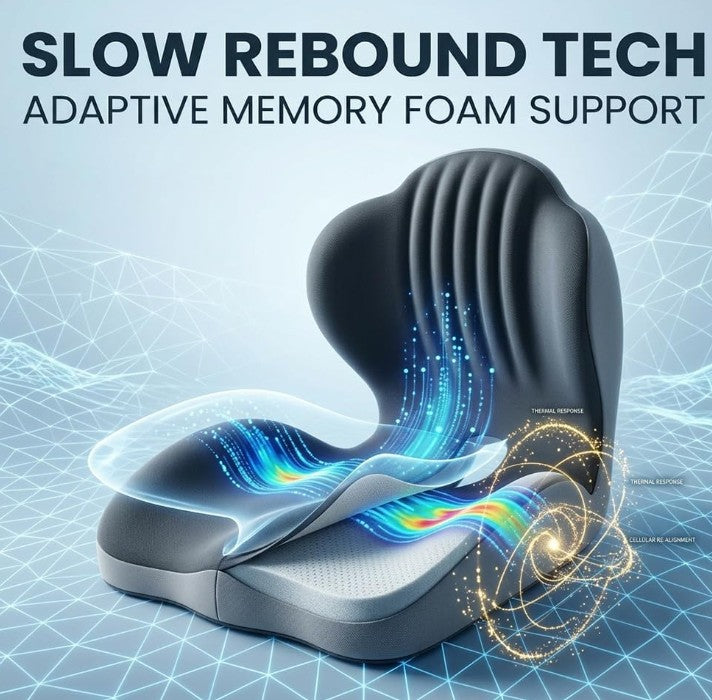 2-in-1 Ergonomic Back and Seat Cushion with Lumbar Support Tailbone Pain Relief