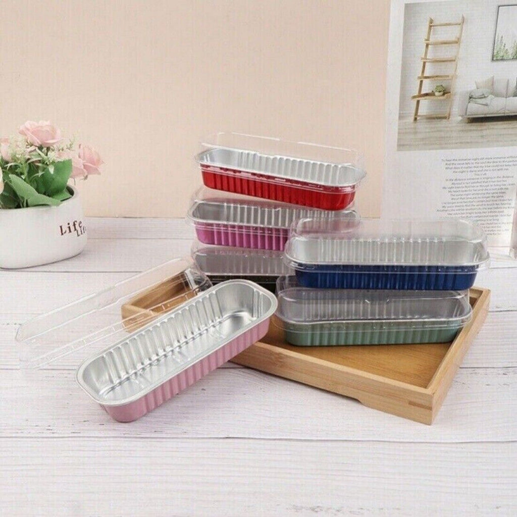 10pcs Aluminum Foil Baking Cake Box Cupcake Baking Pan Pudding Box With Lid sh
