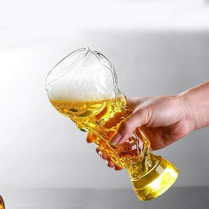 450/600/800ml Football Trophy Beer Glass Cup World Cup Shape Drinking Mug Clear