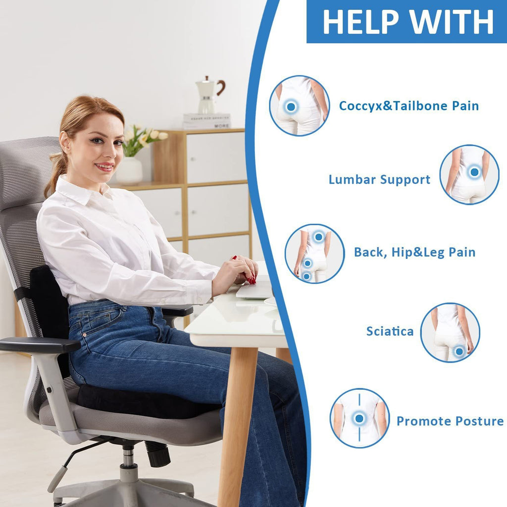 Lumbar Back Support Cushion Car Seat Pillow Memory Foam Pain Relief Office Chair
