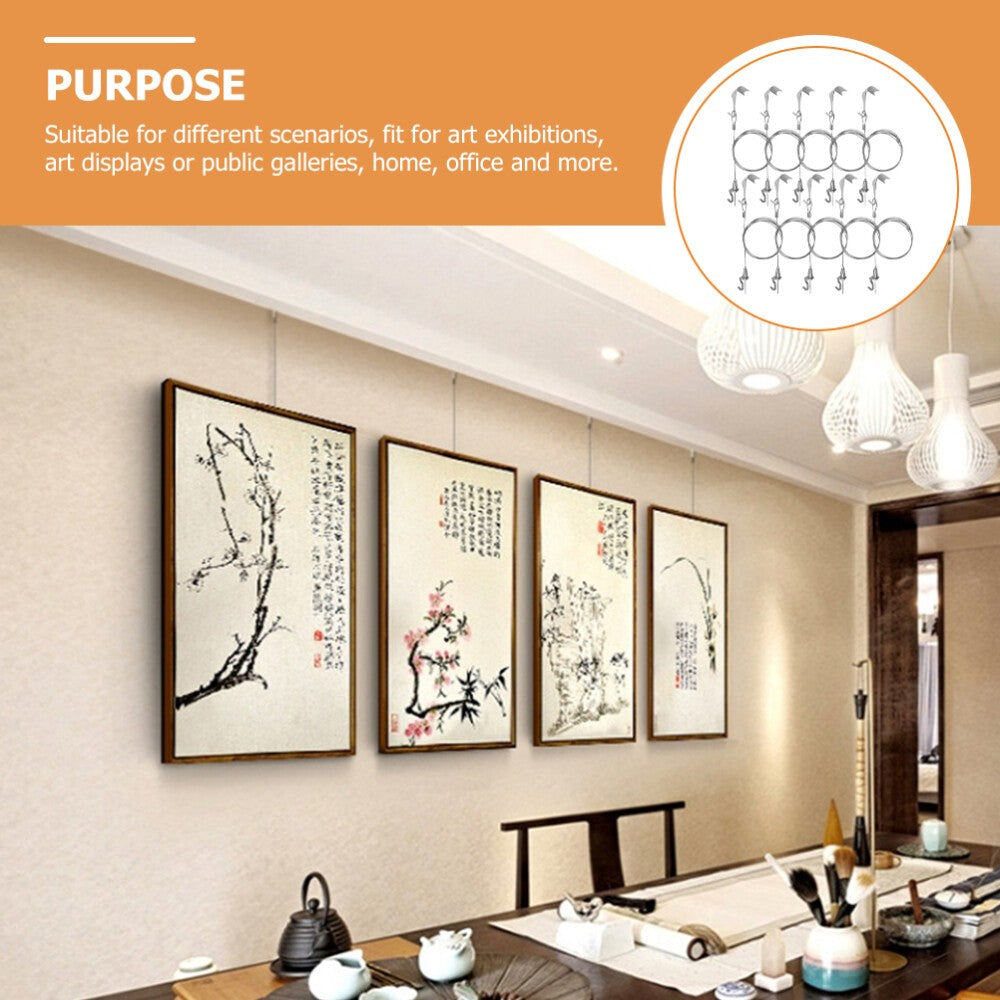 10Pcs Hanging Photo Display String for Pictures Frame Wires Rail Hooks