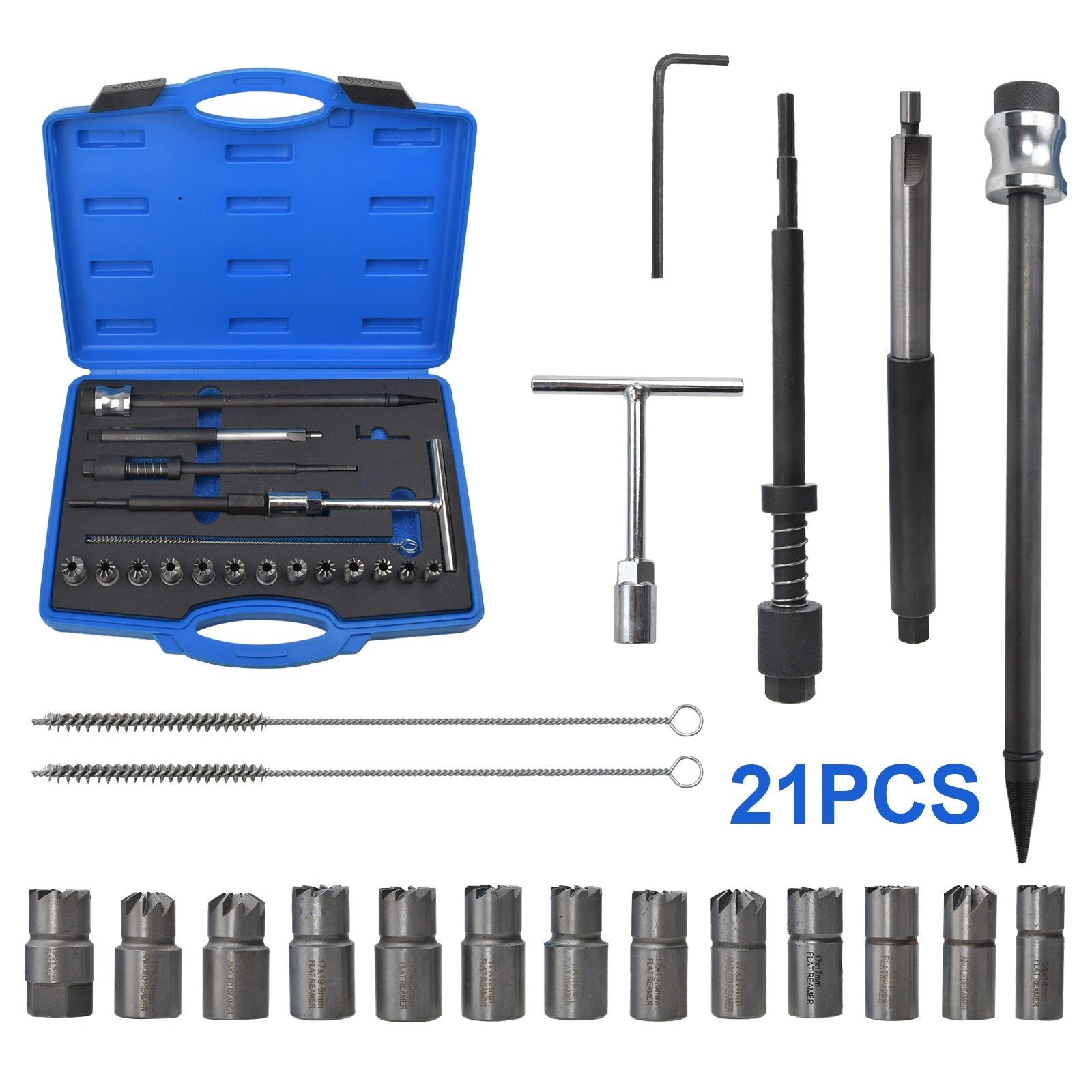 21 Pcs Universal Diesel Injector Seat Cutter Set Kit For Delphi Bosch Cars Vans