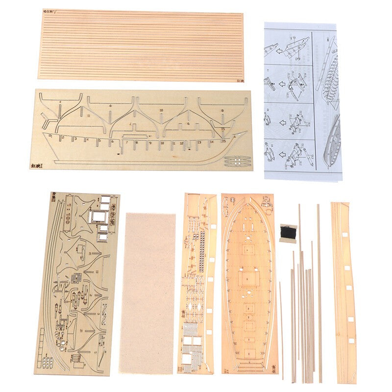 1:100 Halcon Wooden Sailing Boat Model DIY Kit Ship Assembly Decoration