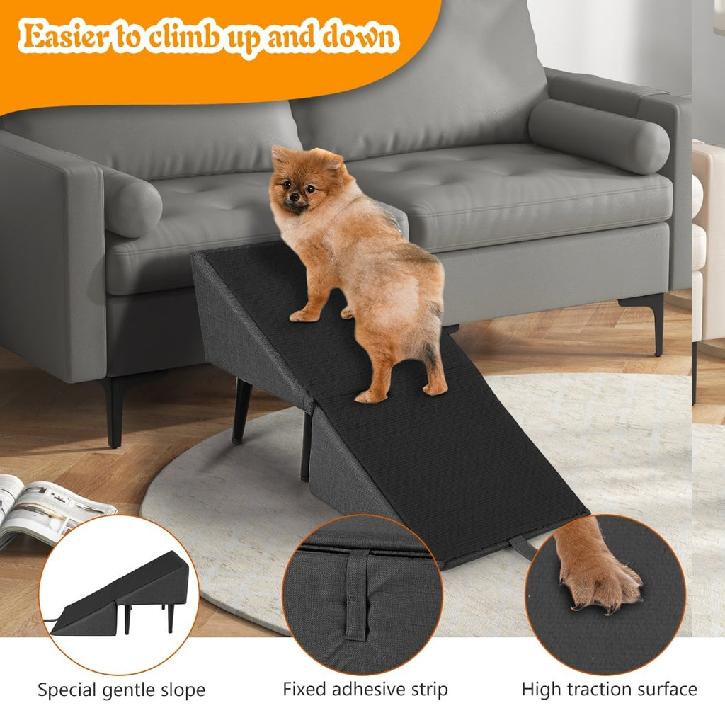 2 in 1 Dog Step Ramp W/ Footrest Stool Foldable Dog Sofa Stair for Senior Animal