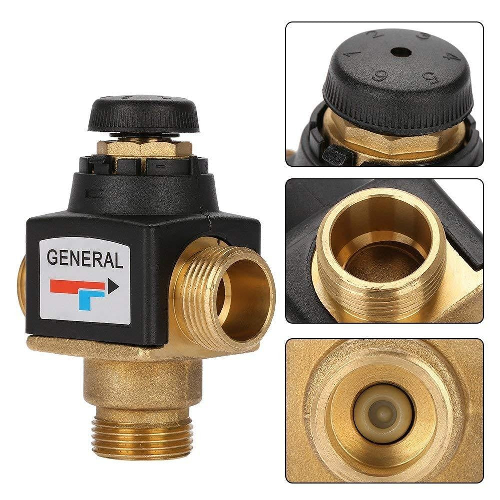 3-Way Thermostatic Mixing Valve Hot Cold Water Mixer Anti-Scald DN20 35-60℃