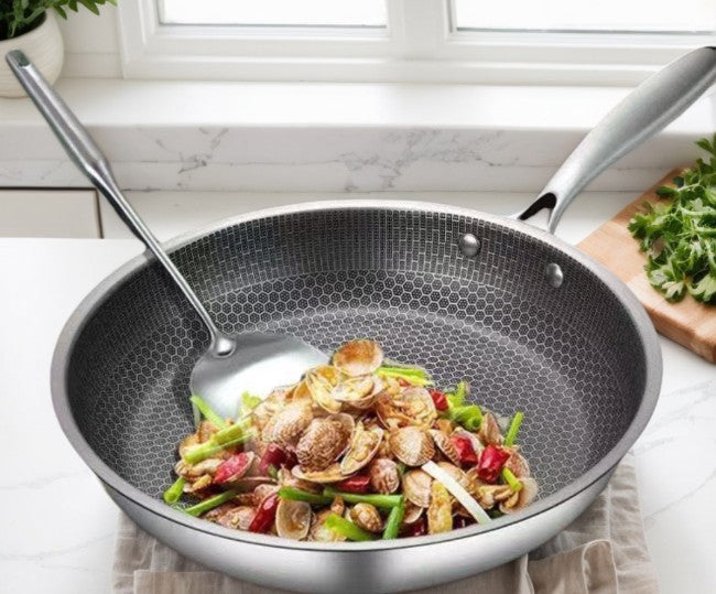 Hybrid Pan,Non-Stick & Stainless Steel Frying Panfrying,Scratch-Resistant
