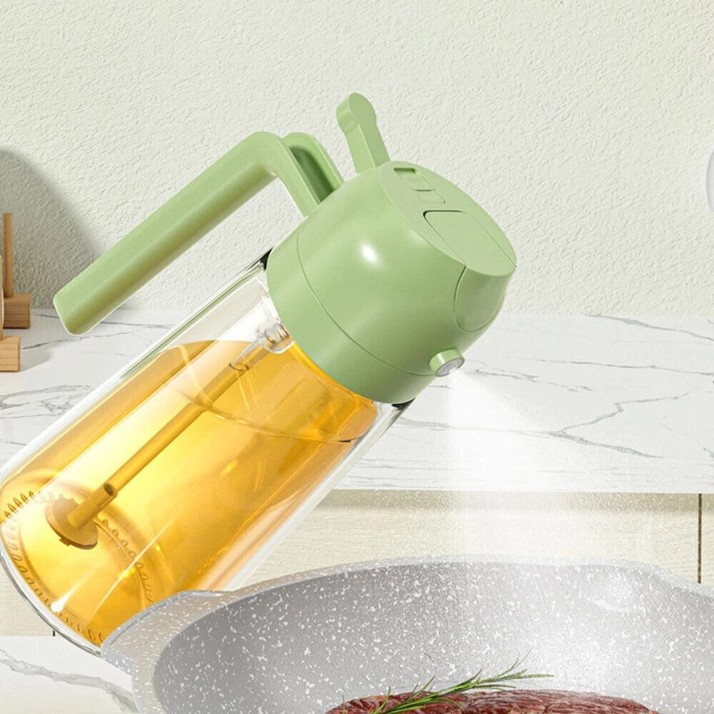 2Pcs Oil Dispenser and Sprayer Glass Bottle Spray Bottle for Cooking Air Frying