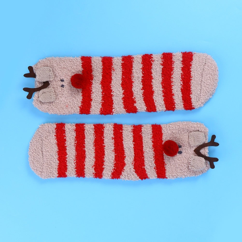 Christmas Gift 3D Design Fluffy Coral Thick Warm Socks For Women Towel Floor/