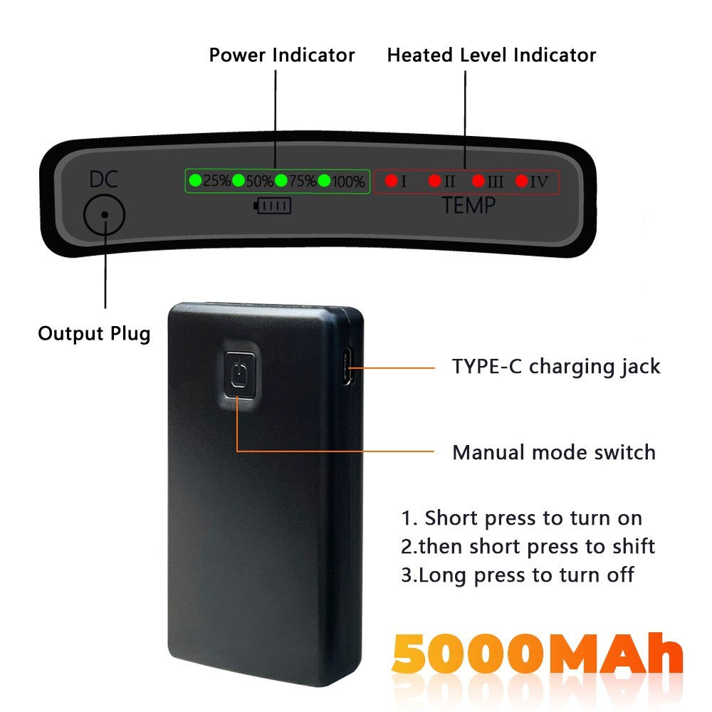 Electric Heated Socks Rechargeable W/ 10000mAh Battery Unisex Winter Foot Warmer