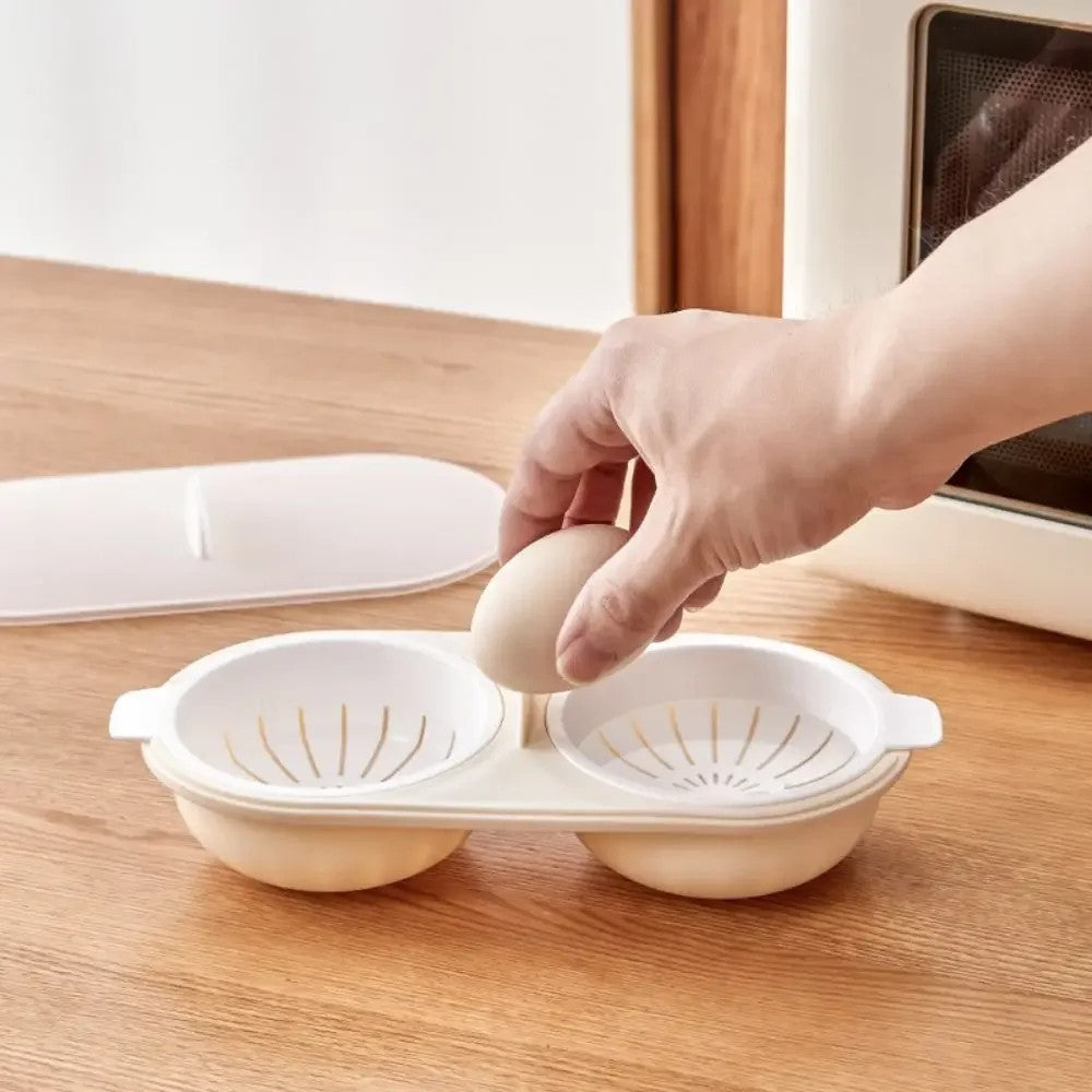 Microwave Eggs Poacher Cookware Steamer Maker Poach Double Cup Cooker Egg Boiler