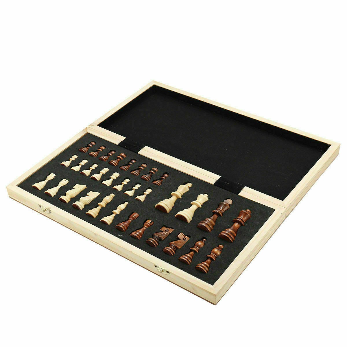Large Chess Wooden Set Folding Chessboard Magnetic Pieces Wood Board Toys Game